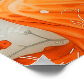 Poster Femme en Orange avec chat blanc (Coin)