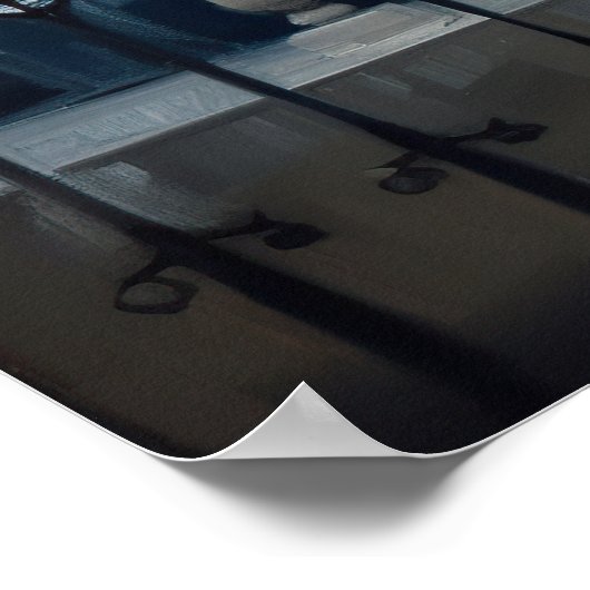 Poster Femme en Peignoir Jaune Admirant La Tour Eiffel (Coin)