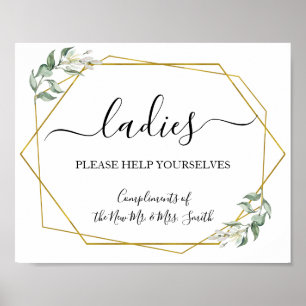 Poster Femme en poudre mariage réception panneau vert