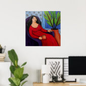 Poster Femme en Red Relaxing (Bureau à domicile)