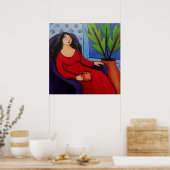 Poster Femme en Red Relaxing (Cuisine)