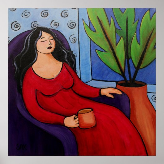 Poster Femme en Red Relaxing (Devant)