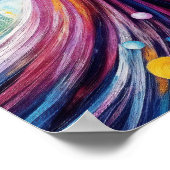 Poster Femme en robe flottante marchant dans la forêt col (Coin)