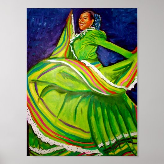 Poster Femme en robe verte (Devant)