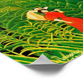 Poster Femme en rouge dans la forêt par Henri Rousseau (Coin)