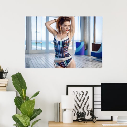 Poster femme en tenue colorée (Bureau à domicile)