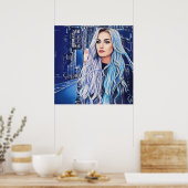 Poster Femme En Ville Surreal Art Abstrait (Cuisine)