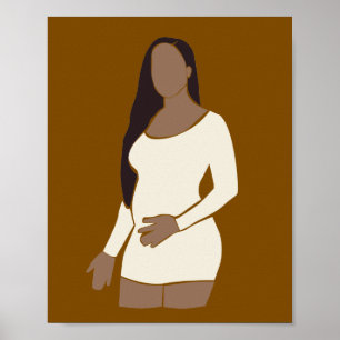 Poster Femme enceinte abstraite robe blanche Art de mater