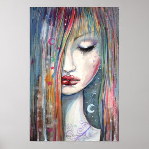 Poster Femme endormie de la fantaisie Pop Art