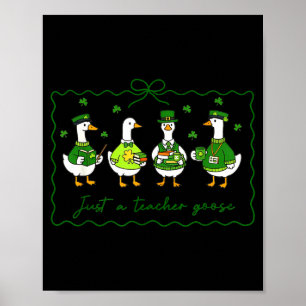 Poster Femme enseignant oie trèfle jour de la Saint-Patri