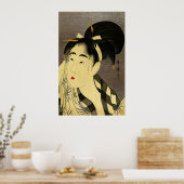 Poster Femme essuyer le visage (Cuisine)