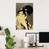 Poster Femme essuyer le visage (Bureau à domicile)