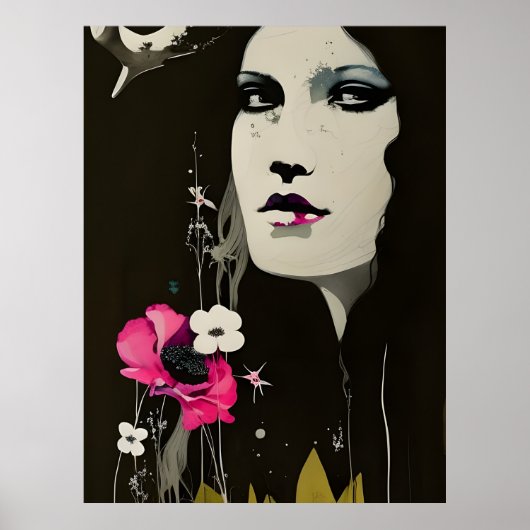 Poster Femme et fleurs (Devant)