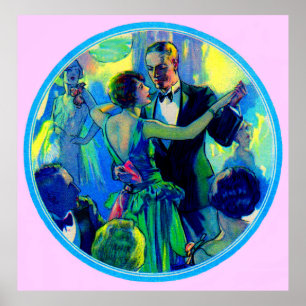 Poster Femme et gentleman des années 1920 sur la piste de