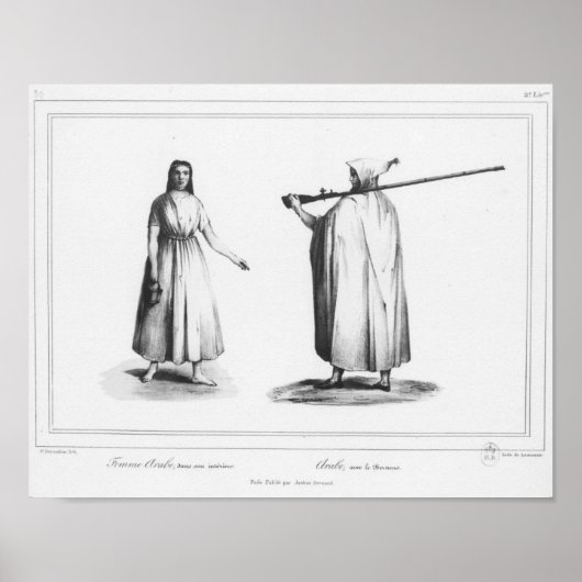Poster Femme et homme arabe, avec bournous (Devant)