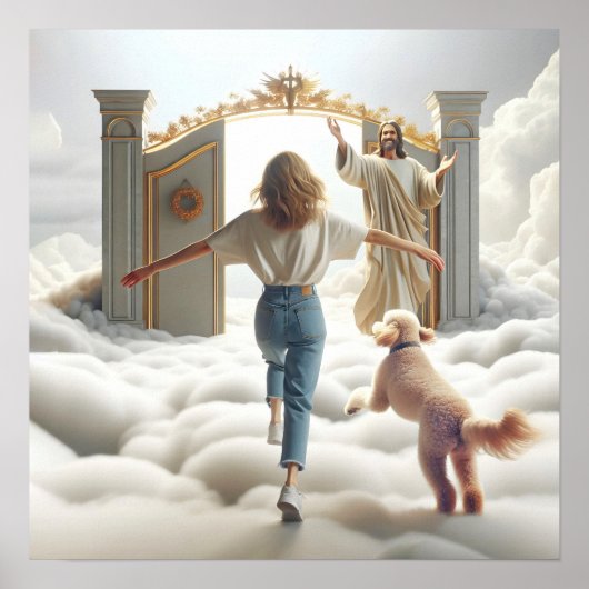 Poster Femme et Labradoodle Entrée de la porte du Ciel (Devant)