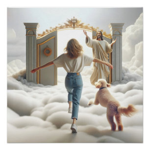 Poster Femme et Labradoodle Entrée de la porte du Ciel