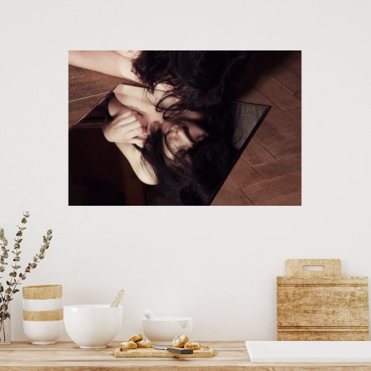 Poster Femme et miroir (Cuisine)