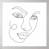 Poster Femme Face Line Art noir et blanc (Devant)