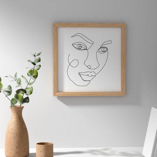 Poster Femme Face Line Art noir et blanc