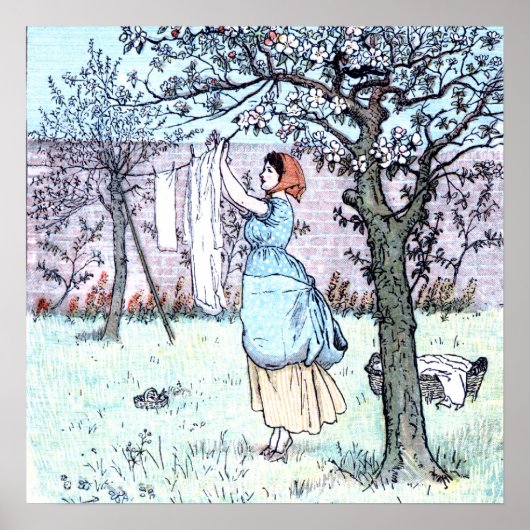 Poster Femme faisant du linge (Devant)