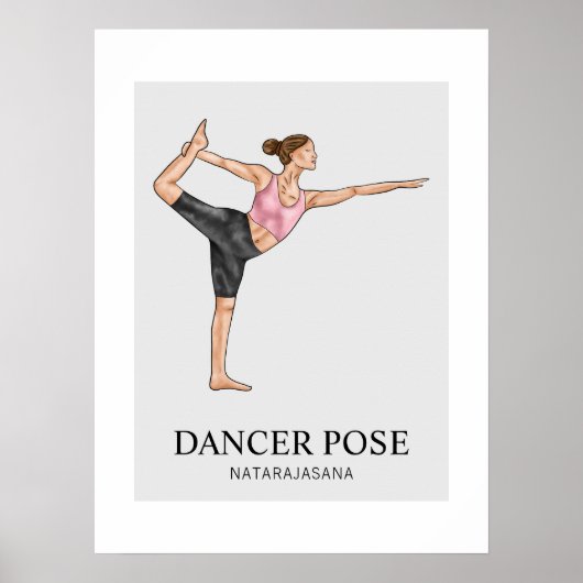 Poster Femme faisant du yoga en posture de danseuse pour (Devant)