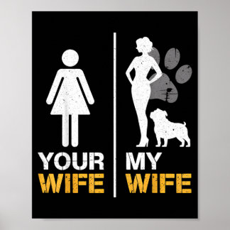 Poster Femme Femme Anglais Bulldog Amoureux Animaux Drôle