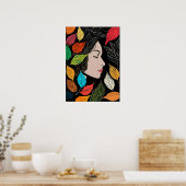 Poster "Femme feuille : l'essence tranquille" (Cuisine)