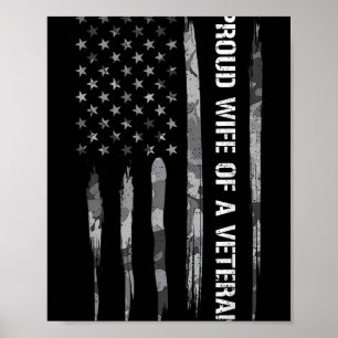 Poster Femme_ Fier Épouse D'Un Vétéran - Drapeau Américai