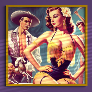 Poster Femme flamenco vintage