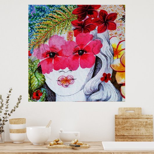 Poster Femme florale (Cuisine)