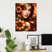 Poster Femme florale radieuse représentée (Bureau à domicile)
