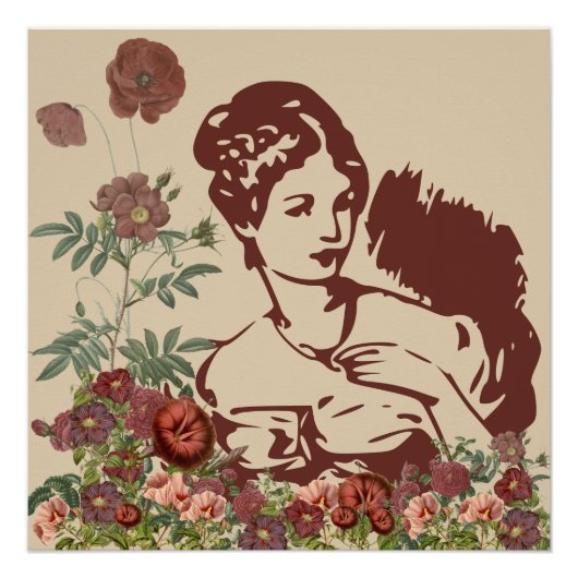 Poster Femme Florale Vintage (Devant)