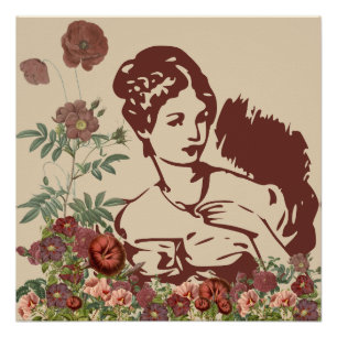 Poster Femme Florale Vintage