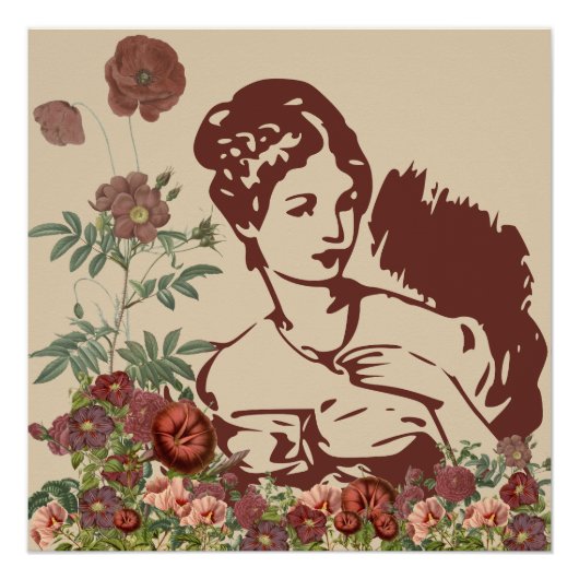 Poster Femme Florale Vintage (Devant)