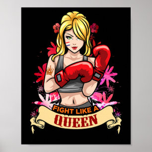 Poster Femme Forte Autonomisée Boxe Kickboxing Fille Fitn