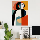 Poster Femme fragmentée : l'essence cubiste (Bureau à domicile)