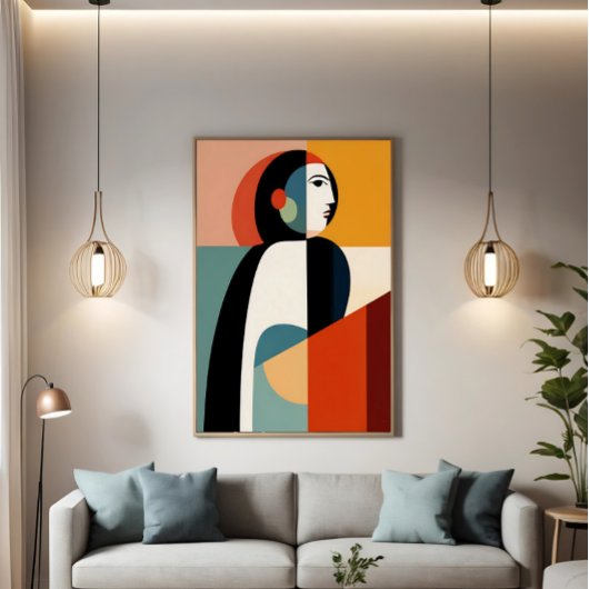Poster Femme fragmentée : l'essence cubiste