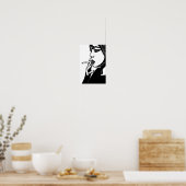 Poster Femme Fumer Abstrait Noir et blanc Art original (Cuisine)