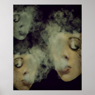 Poster Femme Fumer Vape Grunge Art