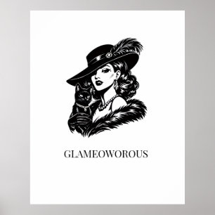 Poster Femme Glamour avec Illustration de Mode Féline