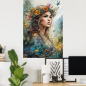 Poster Femme Glamour Boho (Bureau à domicile)