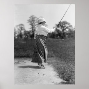 Poster Femme Golfing mode Vintage, années 1910