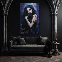 Femme gothique avec chat noir