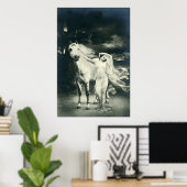 Poster Femme gothique avec cheval blanc (Bureau à domicile)