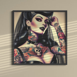 Poster Femme gothique tatouée