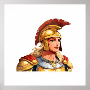 Poster femme guerrière grecque profil en classique