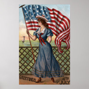 Poster Femme habillée patriotique