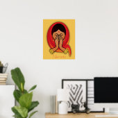 Poster Femme hindoue avec tête en Namaste Salutation (Bureau à domicile)