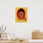 Poster Femme hindoue avec tête en Namaste Salutation (Cuisine)